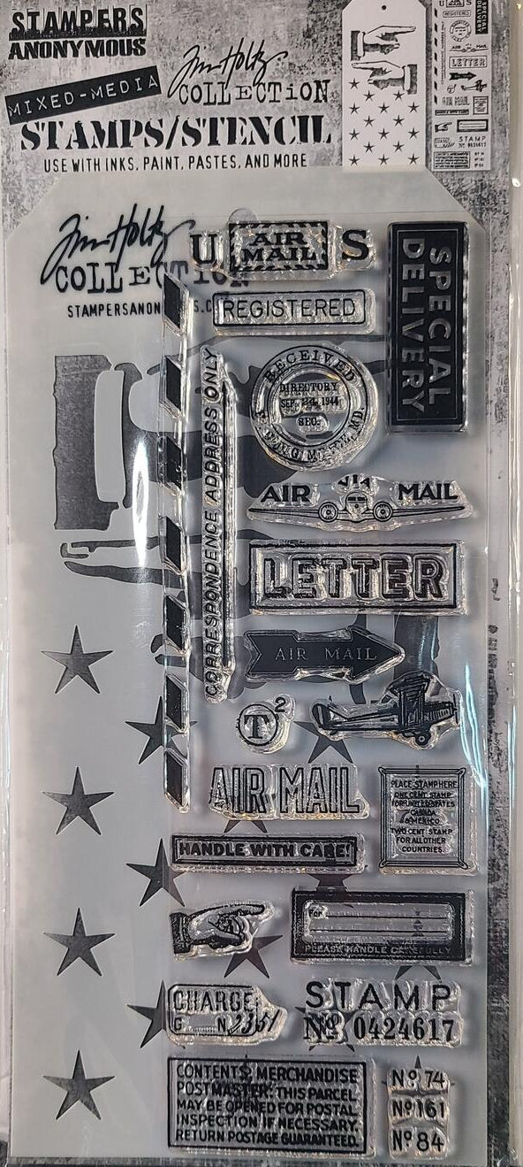 THMM141 Correspondence, Direction, and Shifter Stars Tim Holtz Stamps Stencils