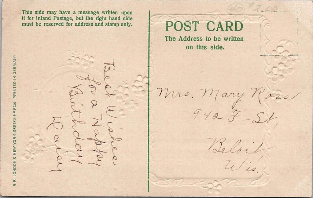 Postcard A Loving Greeting Embossed BB London & New York Series No E276