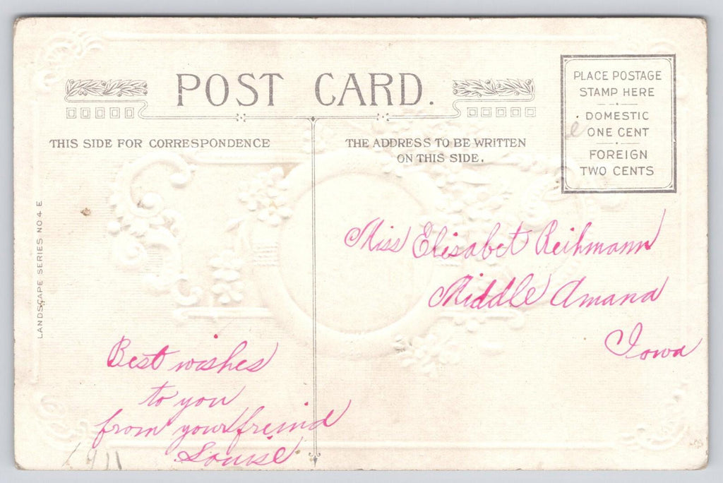 Postcard Gold Filagree Frame Around Nautical Circle Sailing Boat 1911 No 4E