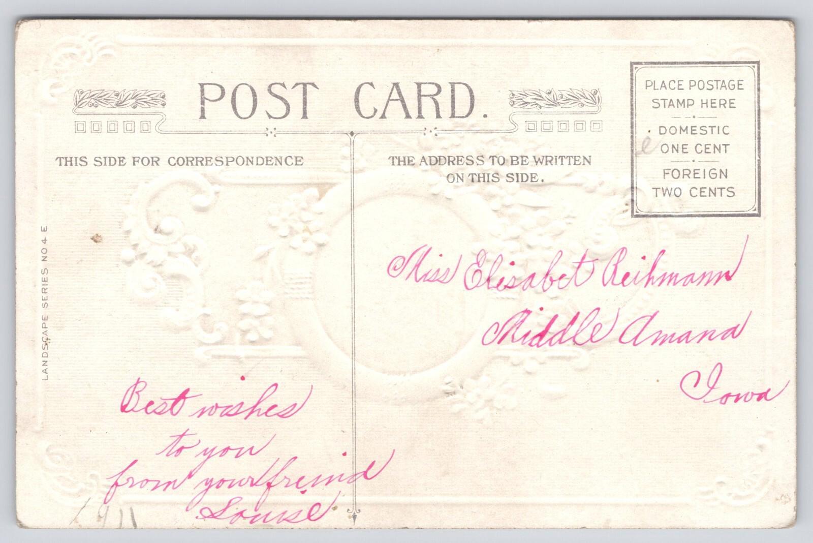 Postcard Gold Filagree Frame Around Nautical Circle Sailing Boat 1911 No 4E