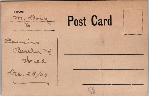 Antique 1907 Postcard with Forest Scene and Cloth Heart Motif Double Backed UNP