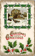 Antique Divided Back Christmas Greetings Postcard PM Milwaukee Wis embossed