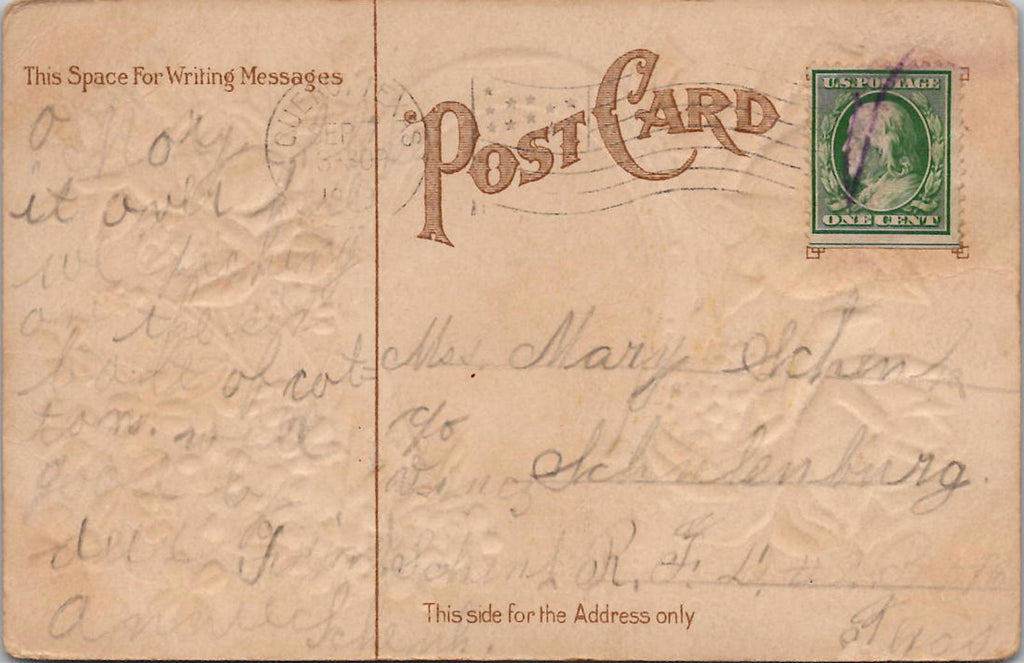 1909 Good Luck Postcard Floral and Horseshoe Design Best Wishes Happy Days