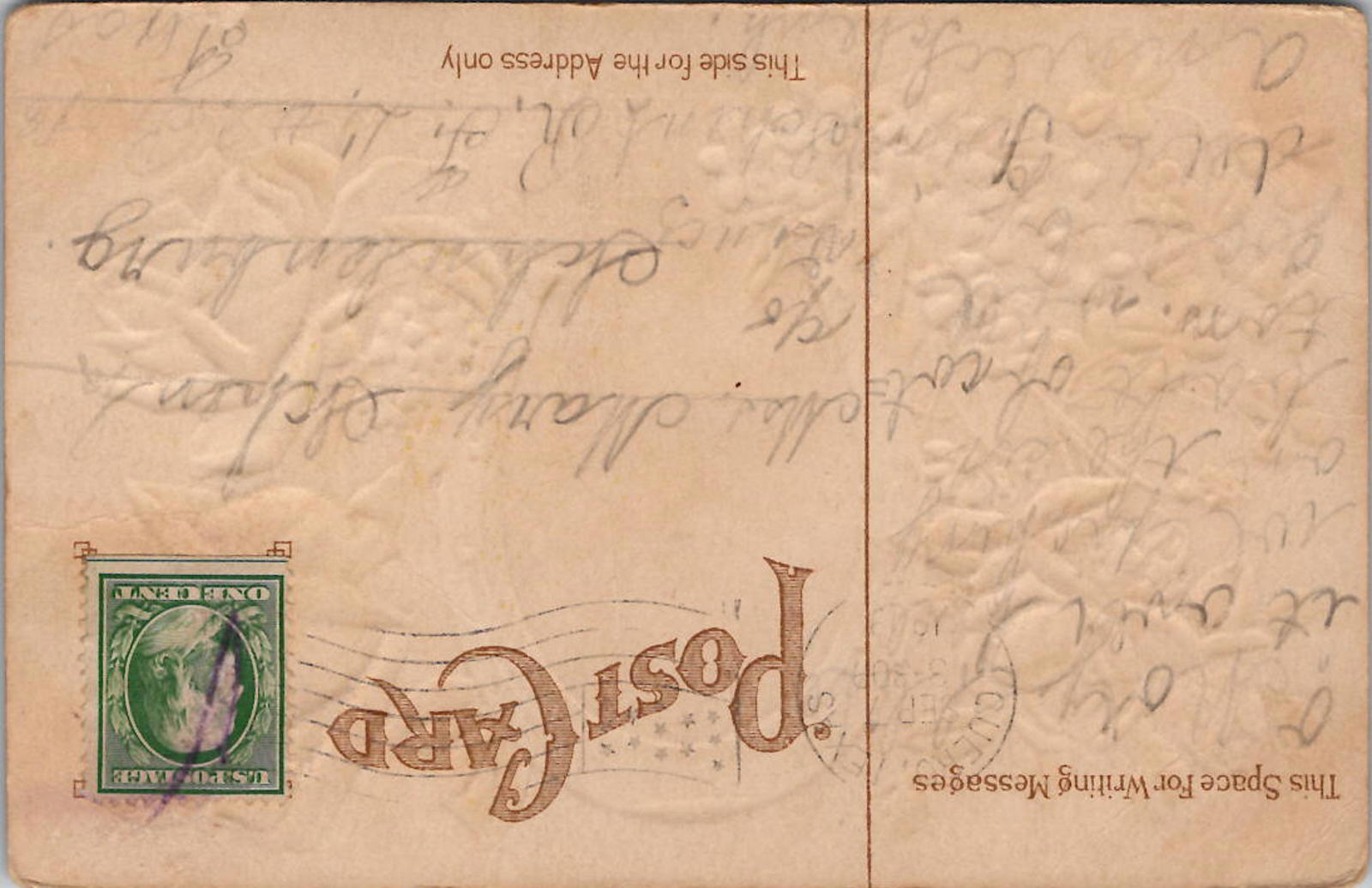 1909 Good Luck Postcard Floral and Horseshoe Design Best Wishes Happy Days