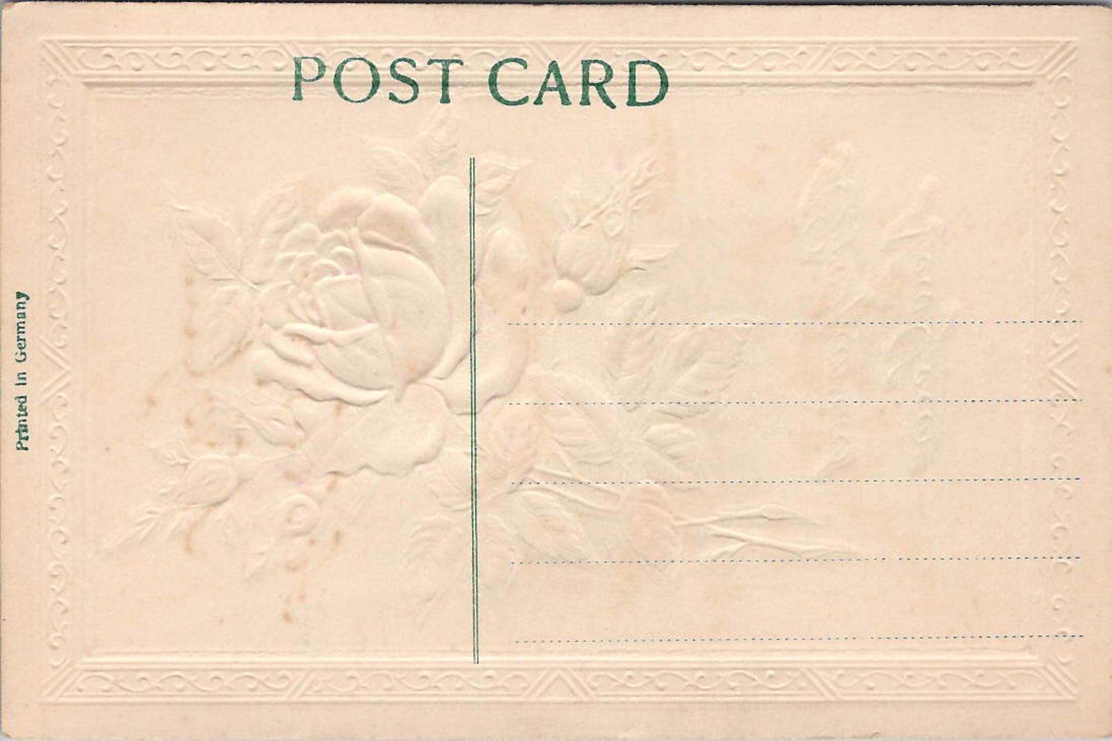 Vintage Embossed Greeting Postcard with Pink Rose A Prosperous New Year