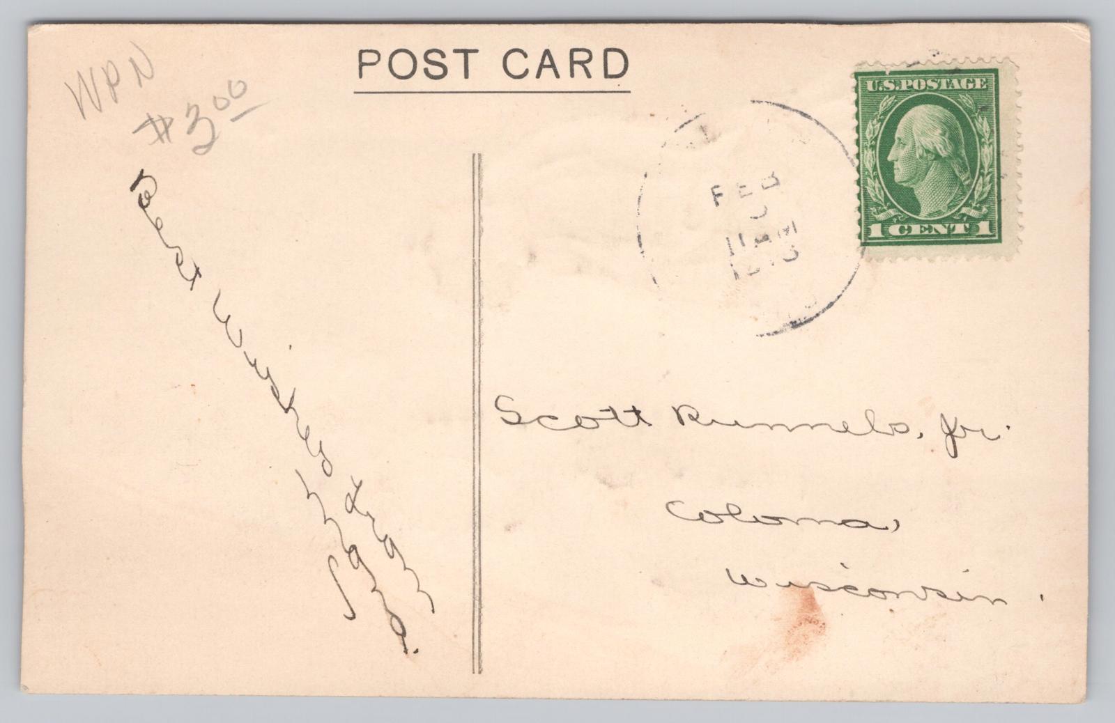 Postcard 1913 Db Felt Clothing Illustrated Children Kissing in Period Dress