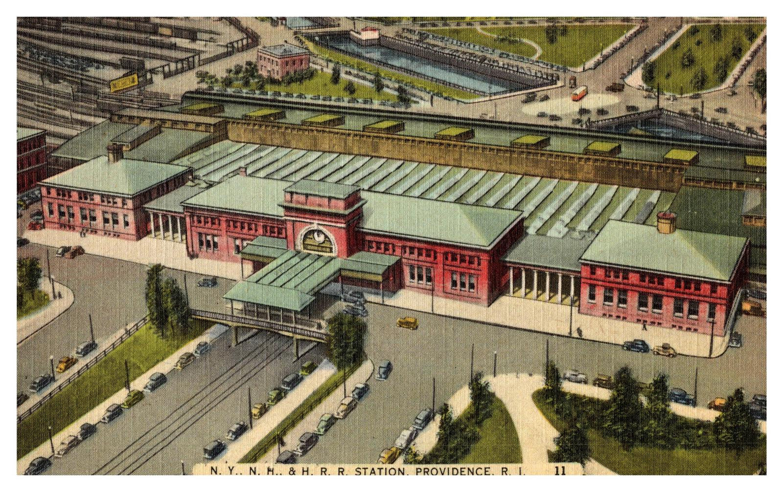 Vintage Linen Postcard of N.Y.N.H. & H.R.R. Station Providence, R.I. UNP Berger