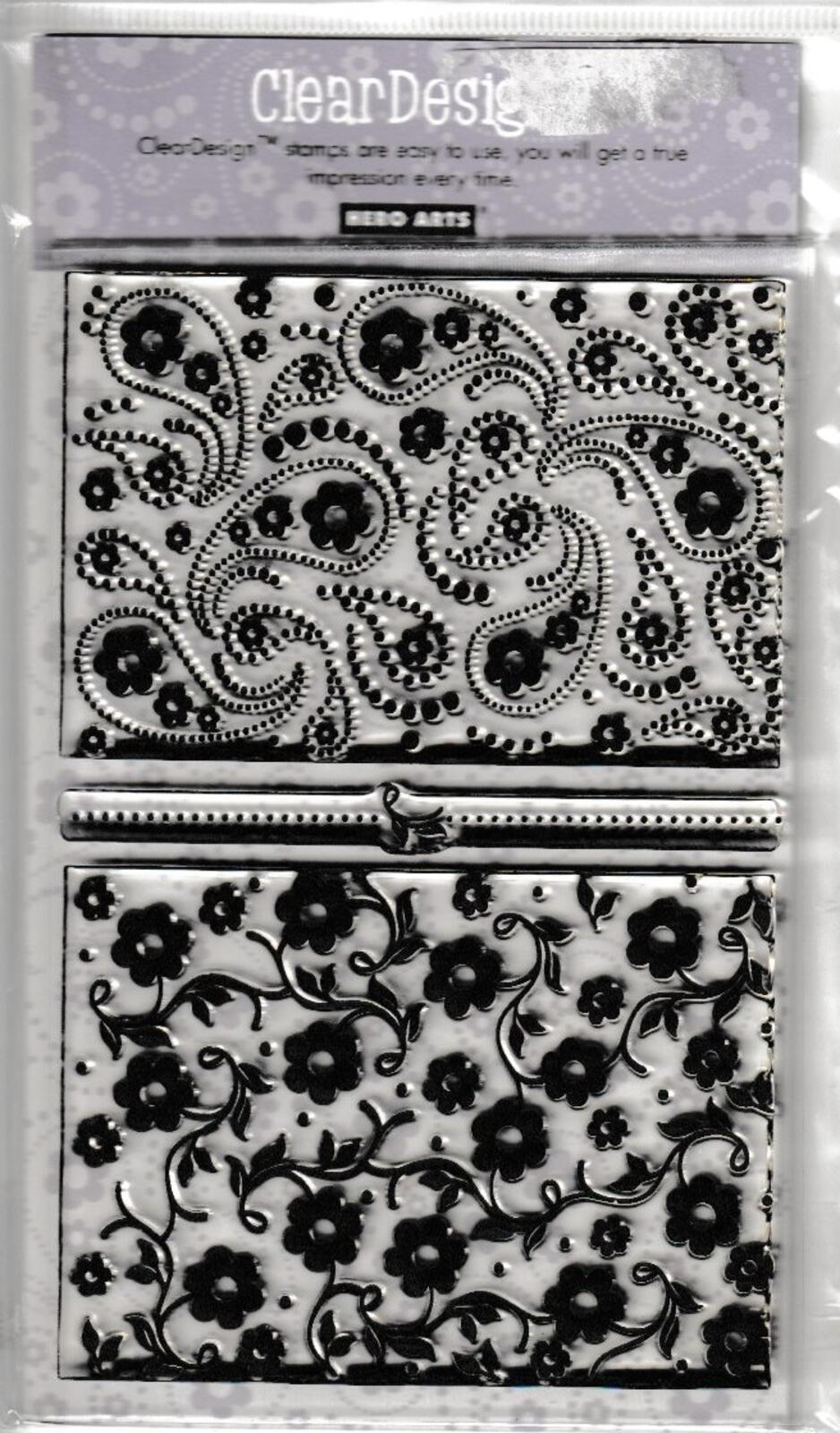 CL068 Hero Arts ClearDesign Stamp Set - Paisley and Flower Patterns 085700853972