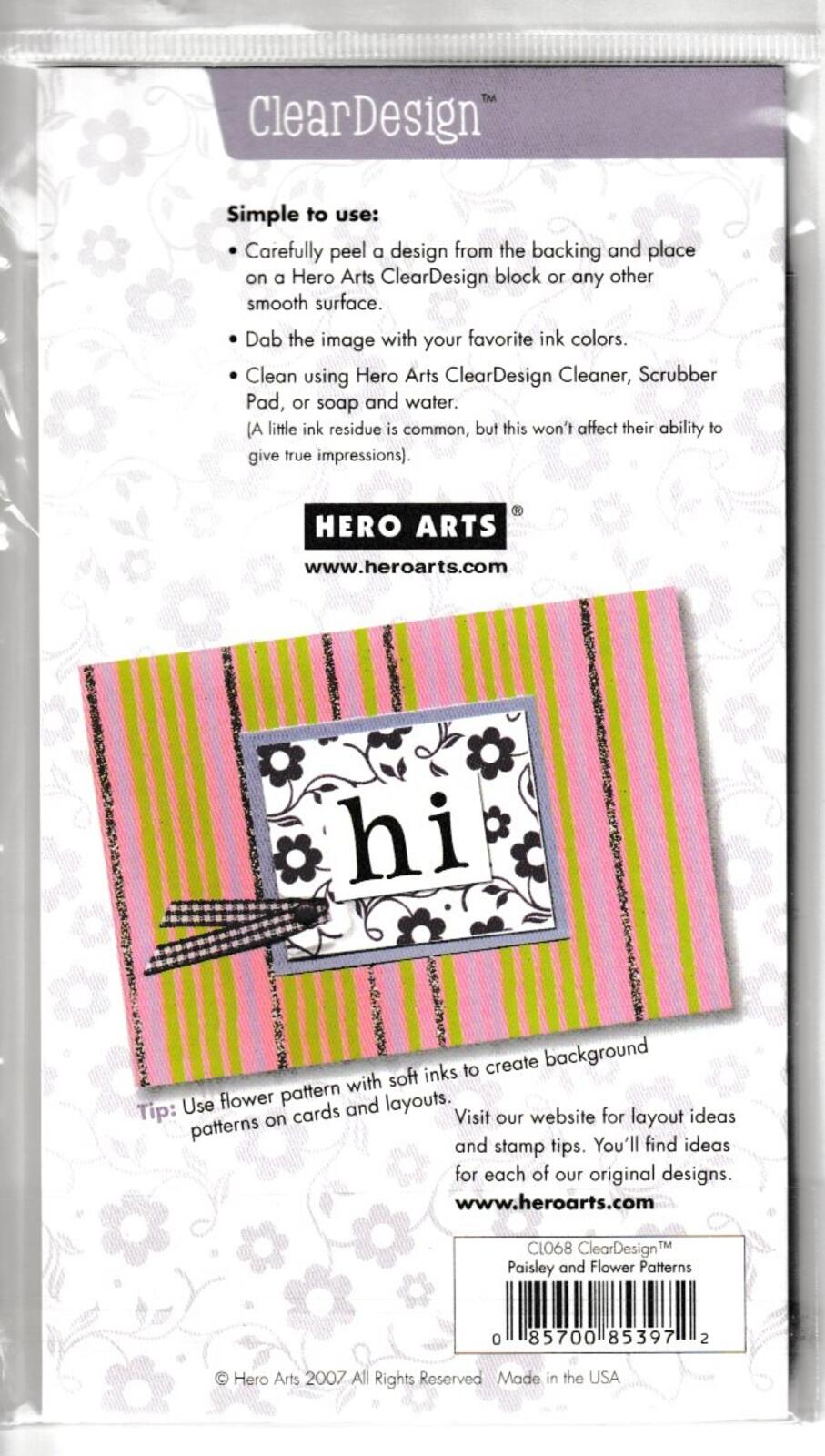 CL068 Hero Arts ClearDesign Stamp Set - Paisley and Flower Patterns 085700853972