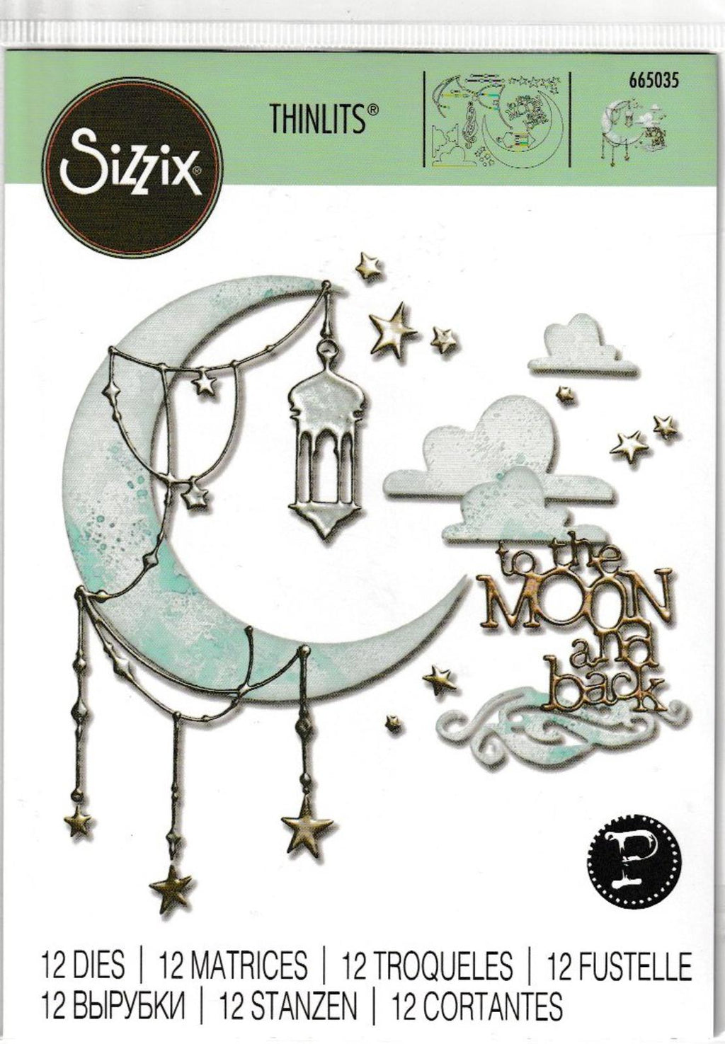 665035 Sizzix Thinlits 12 Dies Moon & Back Cutting Die Set