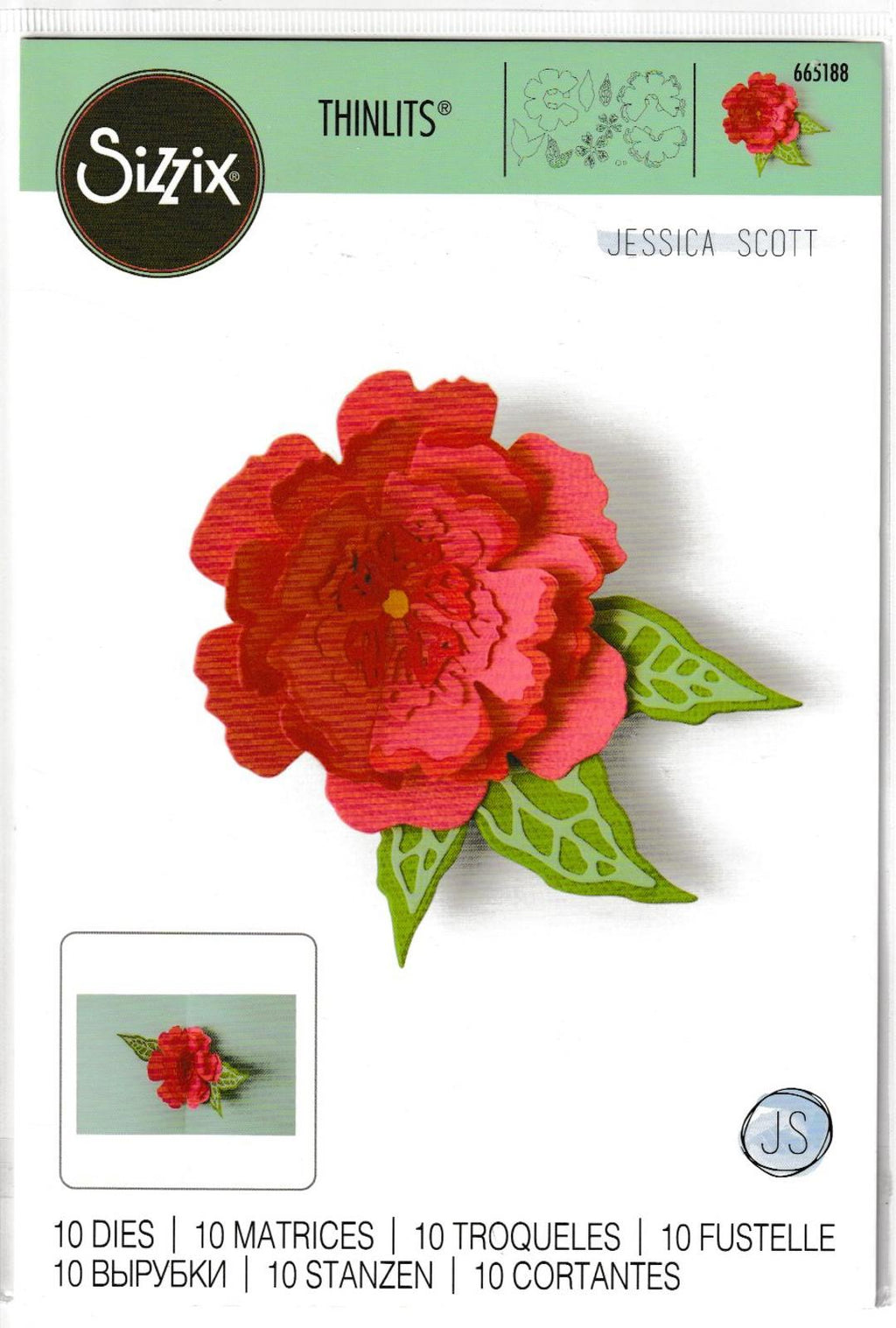 Sizzix Thinlits 665188 Jessica Scott Pop-up Flower Die Set - 10 Dies
