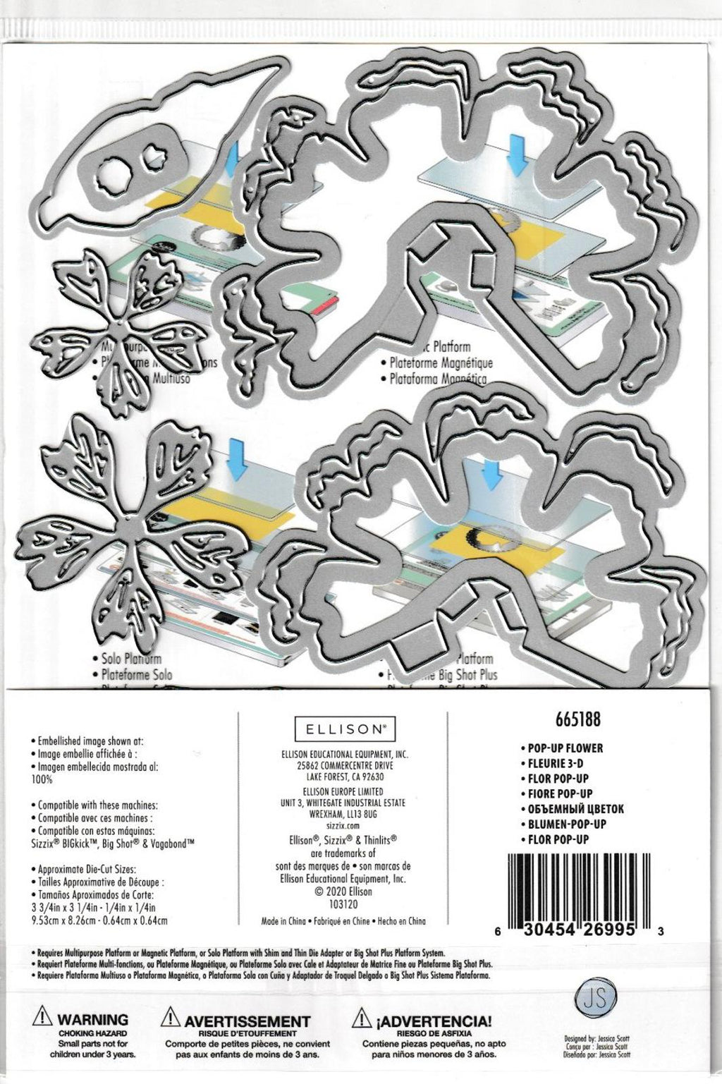Sizzix Thinlits 665188 Jessica Scott Pop-up Flower Die Set - 10 Dies