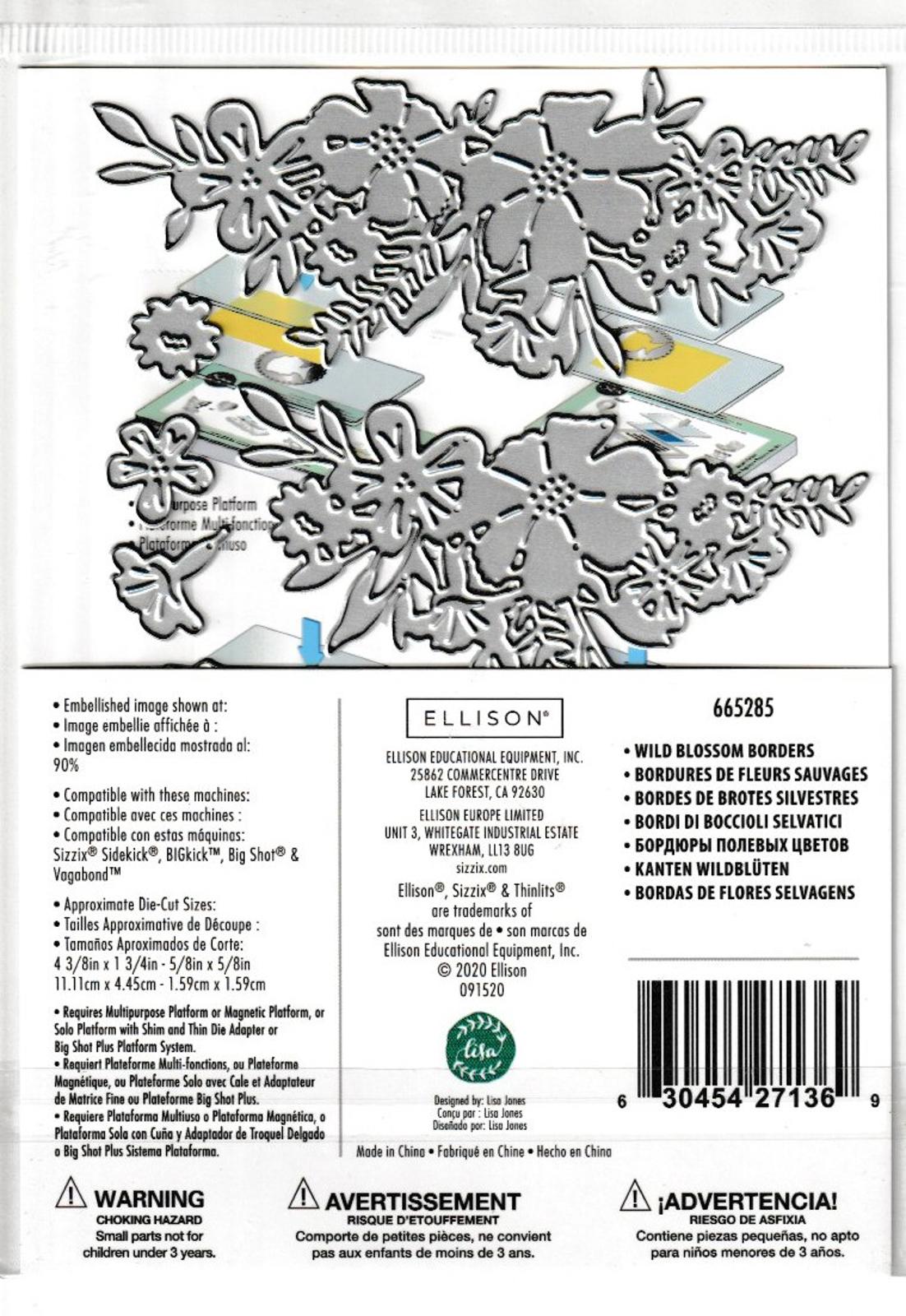 Sizzix Thinlits 665285 Wild Blossom Borders 12 Dies by Lisa Jones