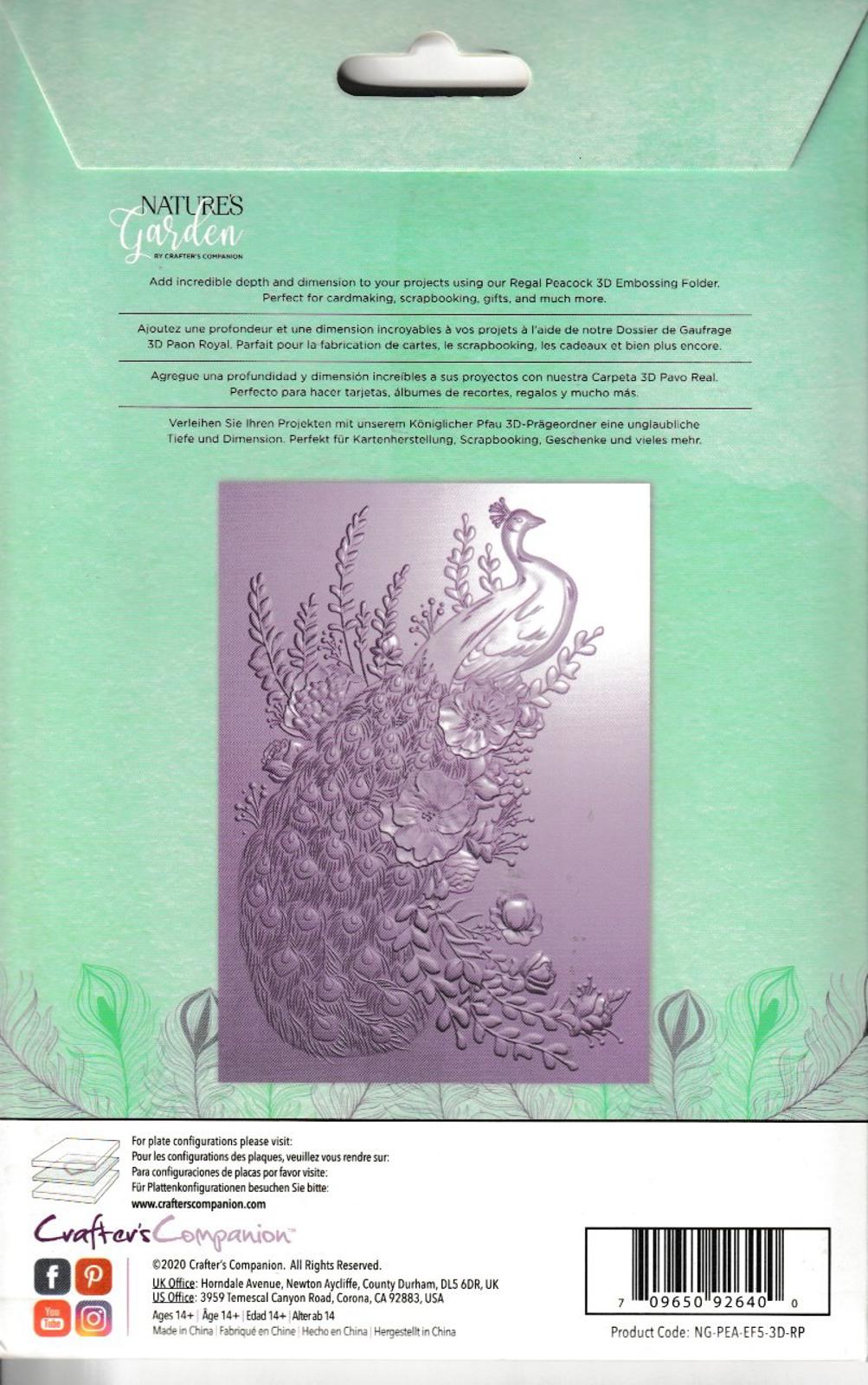 Nature's Garden Peacock Collection 3D Embossing Folder Stamp & Die Combo Paired