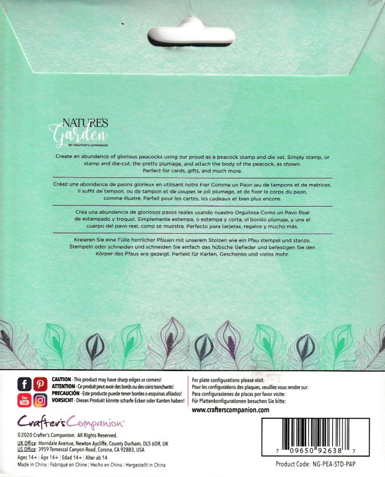 Nature's Garden Peacock Collection 3D Embossing Folder Stamp & Die Combo Paired