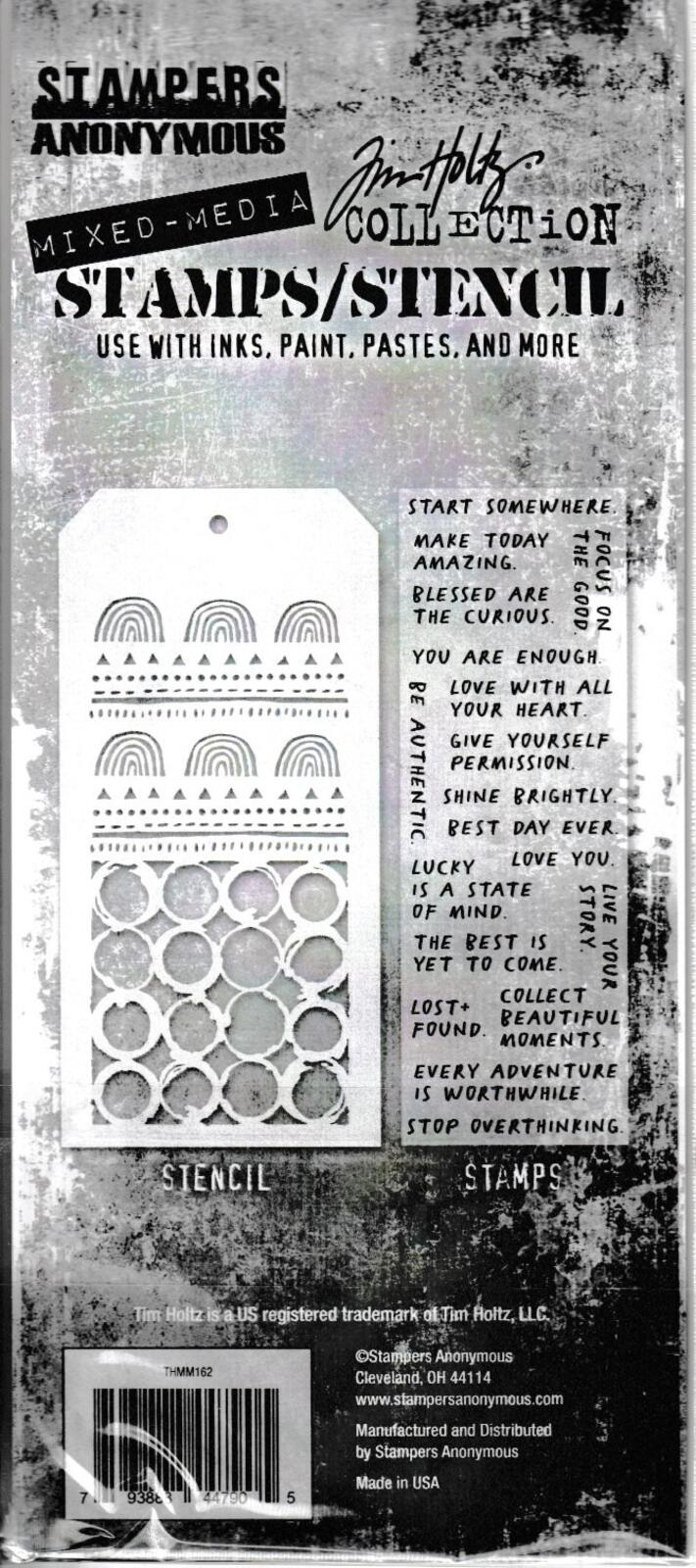 THMM162 Noteworthy Sayings Clear Stamp Rainbow & Ringer Stencil Set Tim Holtz