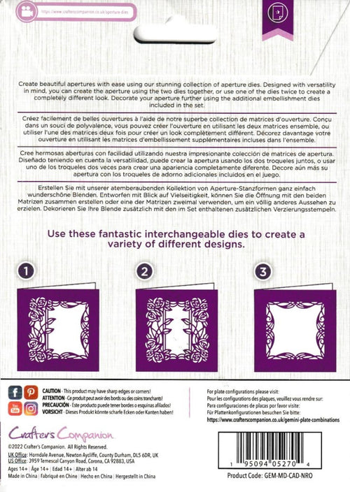 Gemini Create-A-Card Nouveau Roses Paper Craft Die Set 4 Pieces