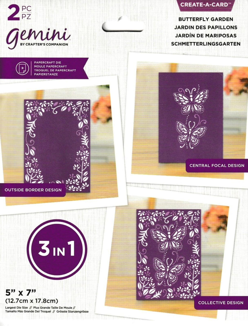 Gemini Create-A-Card Butterfly Garden Papercraft Die Set 2 Pc