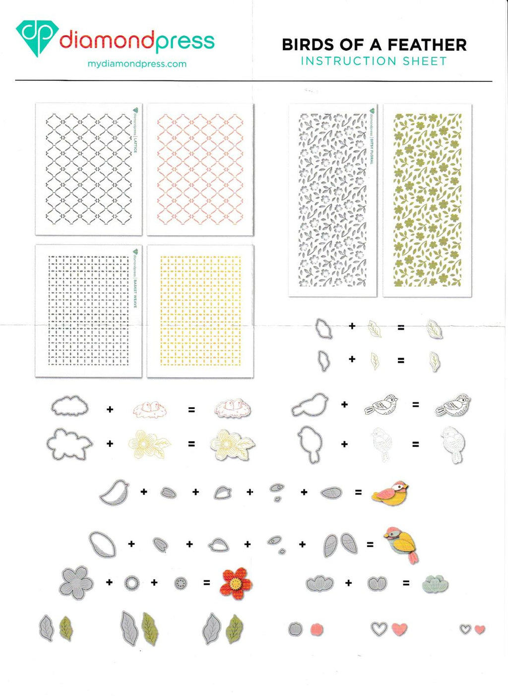 Birds of a Feather - Diamond Press Stamp Die & Stencil Paper Crafting Set 899606