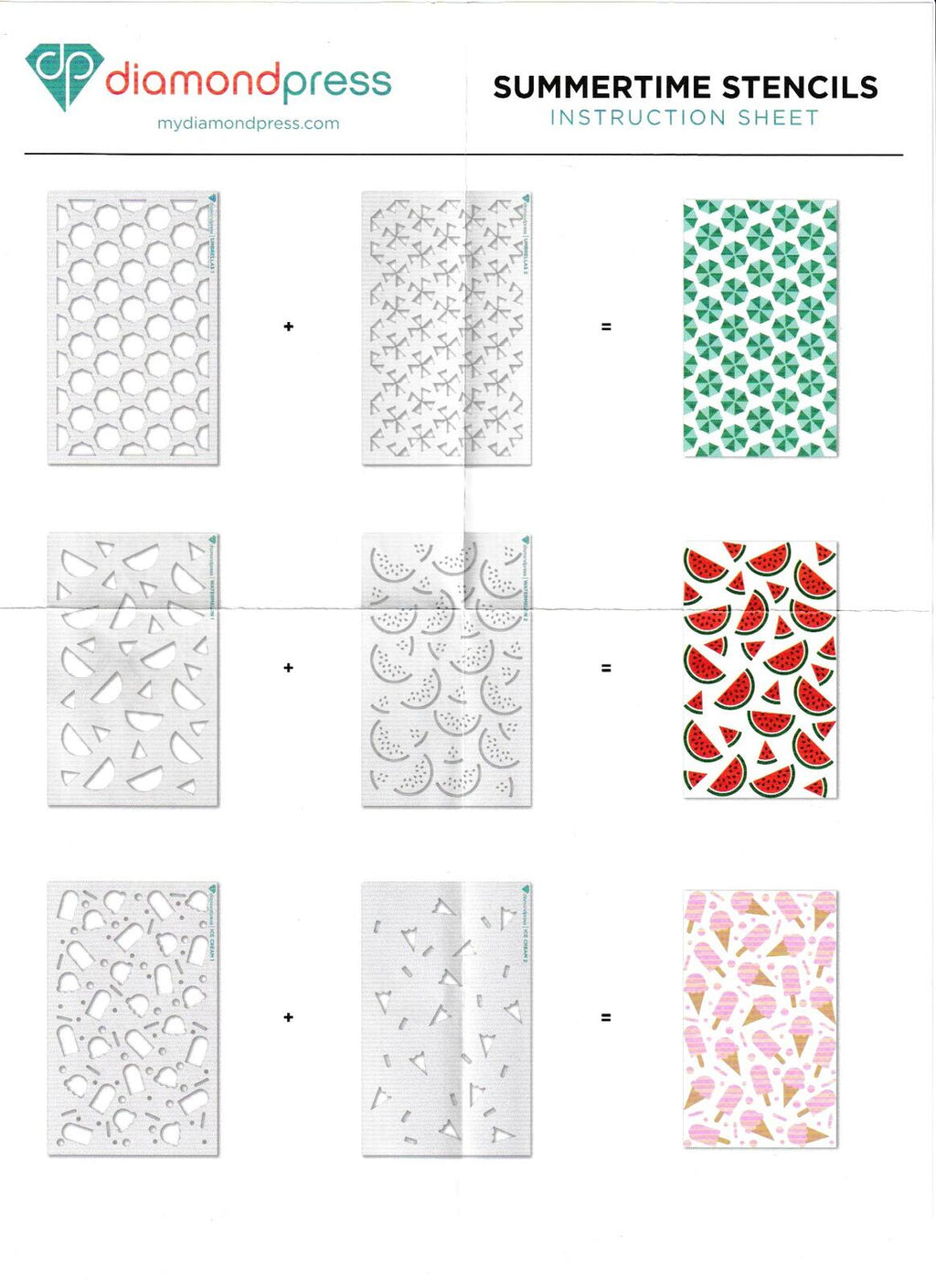 Summertime Stencil Kit - Diamond Press 12 pcs Craft Stencil Set 868391