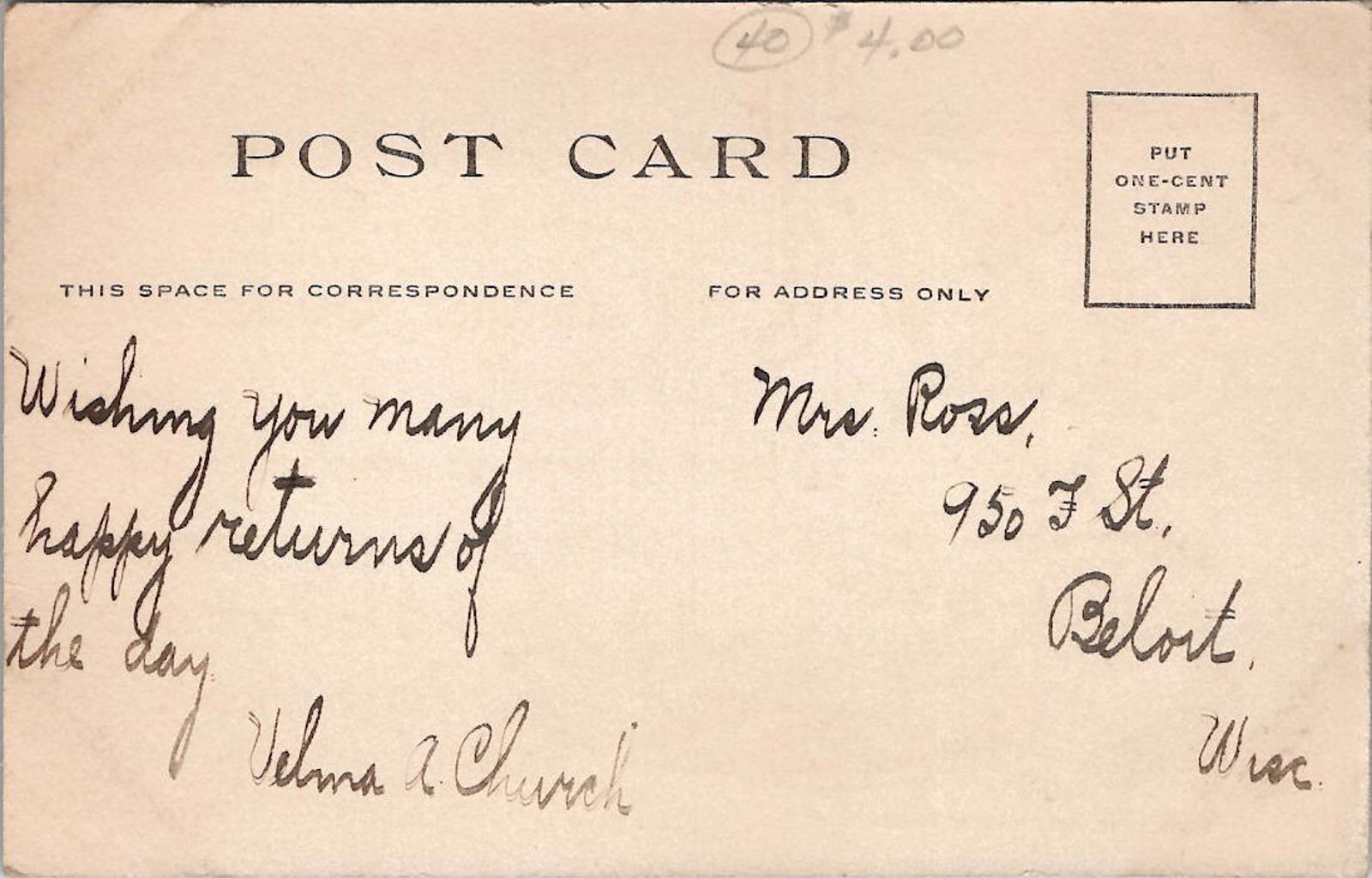 Postcard Floral May This Birthday Be The Best Day Copyright W H Rider 1909