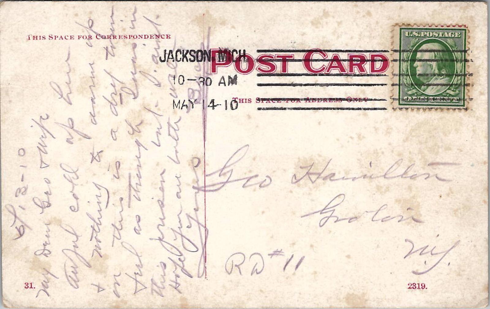 Postcard Michigan State Prison Jackson Mich PM May 14 1910