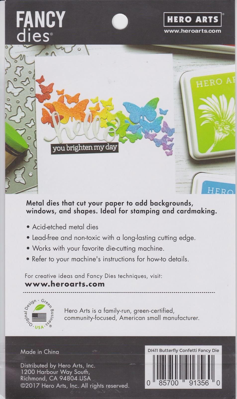 DI411 Butterfly Confetti Fancy Dies Paper Layering Hero Arts NIP 085700913560
