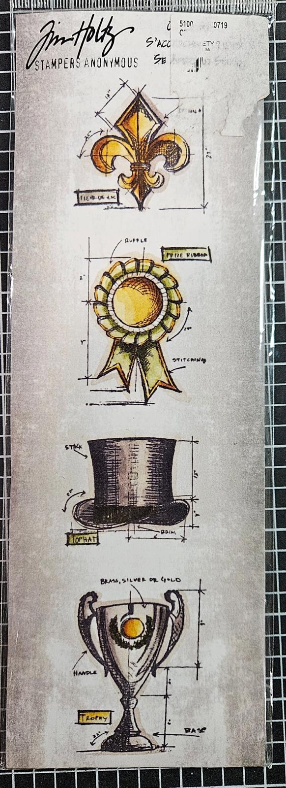 Tim Holtz Mini Blueprints Strip High Society Cling Rubber Stamps THMB018