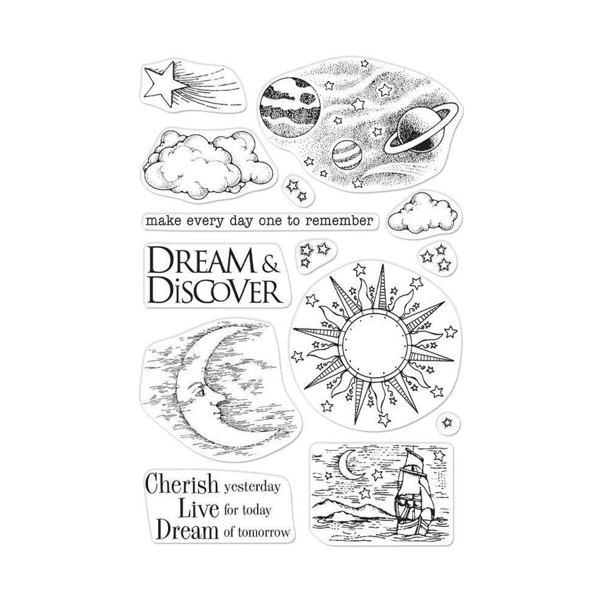 CM357 Hero Arts 4 X 6 in. from the Vault Clear Stamp - Celestial