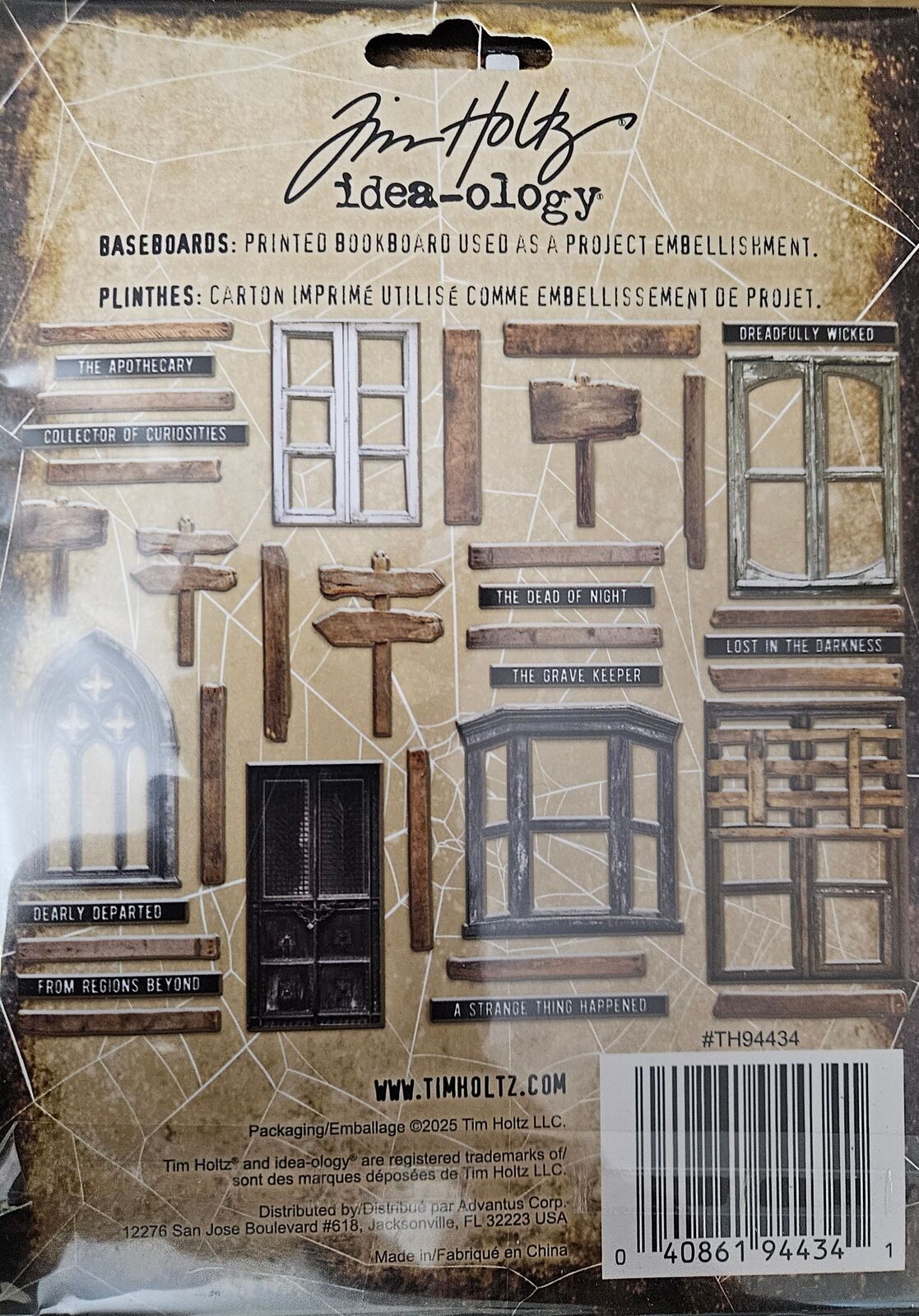 TH94434 Tim Holtz Idea-ology Halloween Baseboards Printed Bookboard 36 pcs
