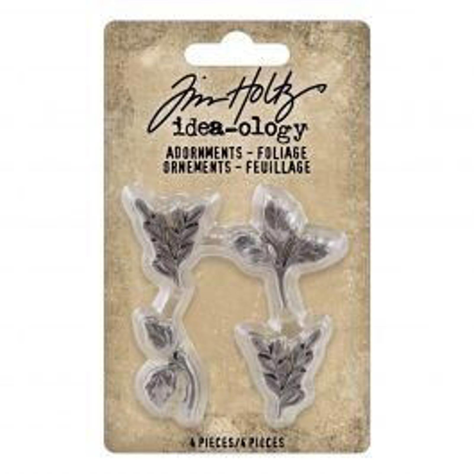 TH94311 Tim Holtz Advantus Idea-Ology Metal Adornments 4/Pkg-Foliage