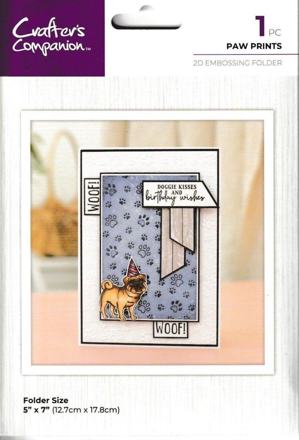 Crafter's Companion 2D Embossing Folder - Paw Prints - open package
