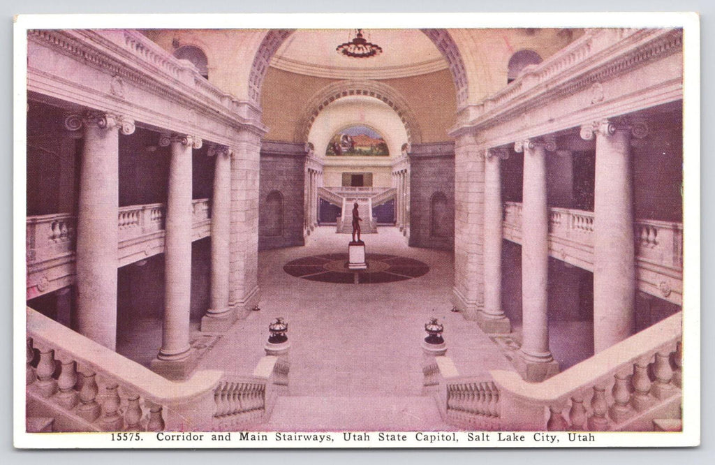 Postcard Corridor and Main Stairways Utah State Capitol Salt Lake City UNP 15575