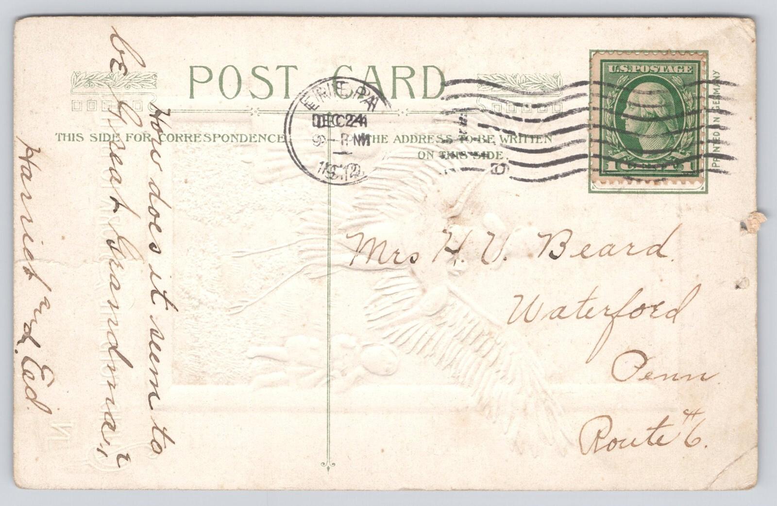 Postcard Cupid Told The Stork To Bring Son Dec 22 1912 PM Erie PA