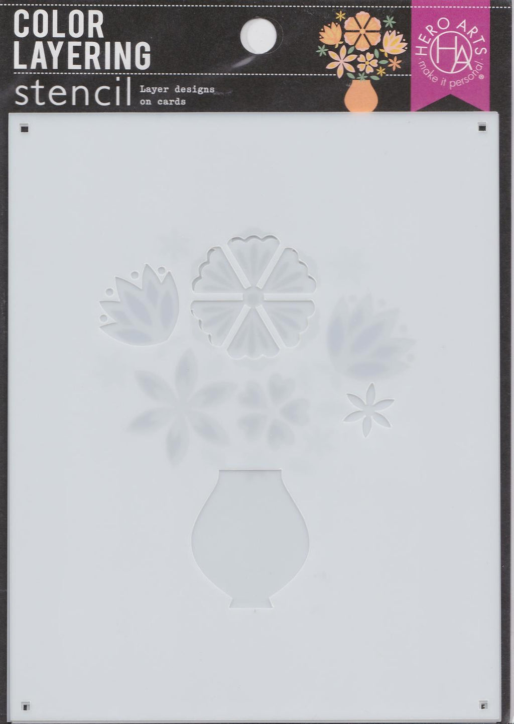 SA189 Flowers In Vase Stencils Color Layering Hero Arts 085700934503