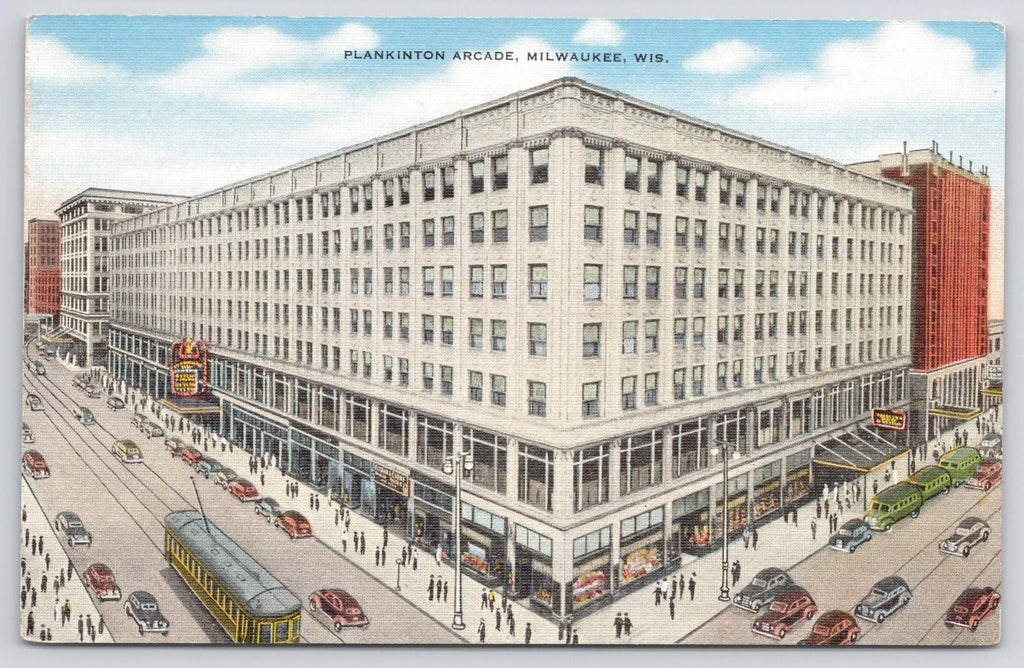 Postcard Plankinton Arcade 30533 Housing Many Shops Milwaukee Wis EC Kropp 1946