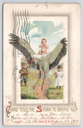 Postcard Cupid Told The Stork To Bring Son Dec 22 1912 PM Erie PA