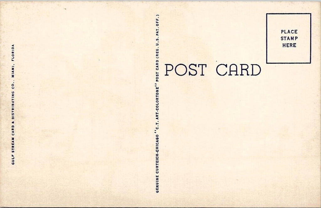 Lake Pancoast and Collins Ave Miami Beach Florida Linen Postcard 1960s unposted