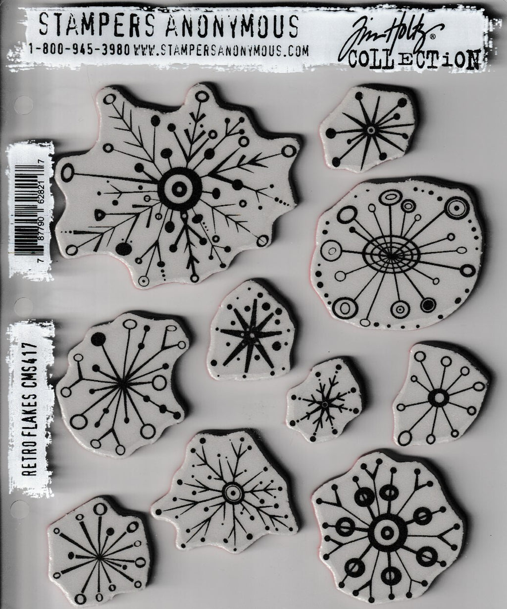 CMS417 Retro Flakes Stampers Anonymous Rubber Stamp Set Designed by Tim Holtz