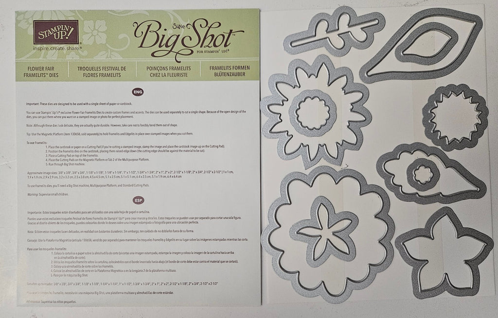 Stampin' Up! Big Shot Flower Fair 11 pcs Framelits Dies Set 133731