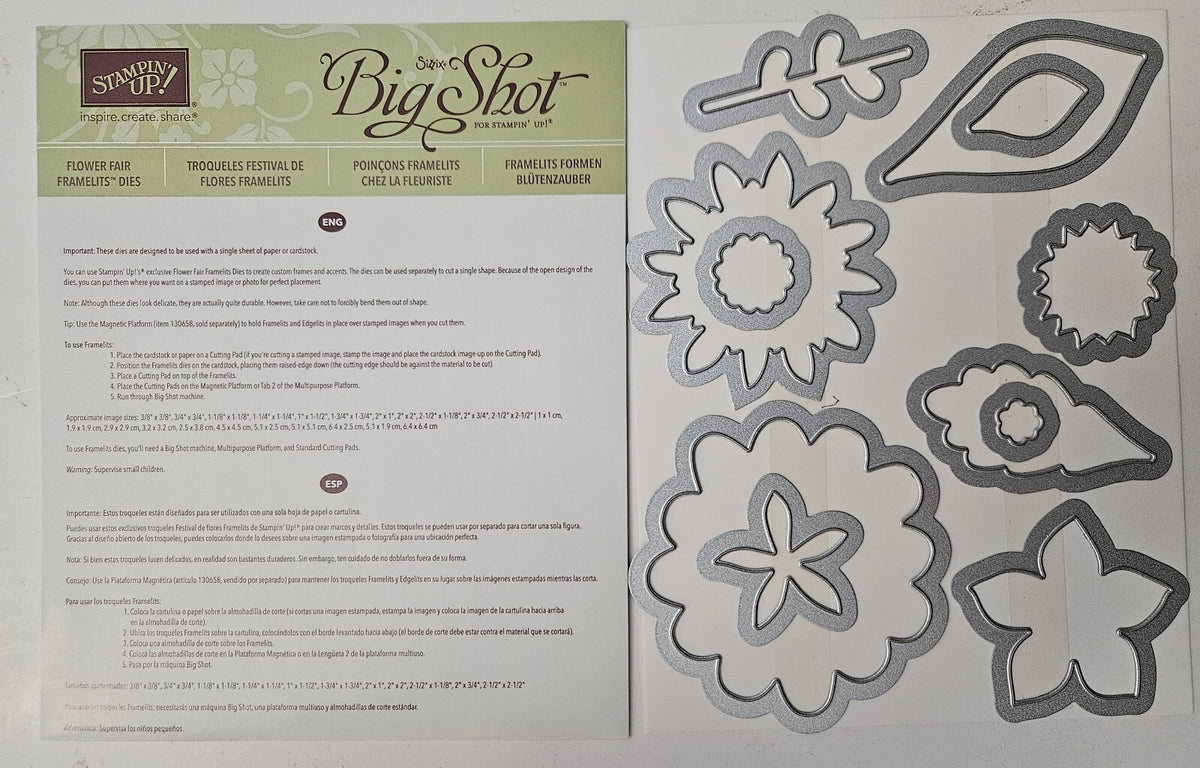 Stampin' Up! Big Shot Flower Fair 11 pcs Framelits Dies Set 133731