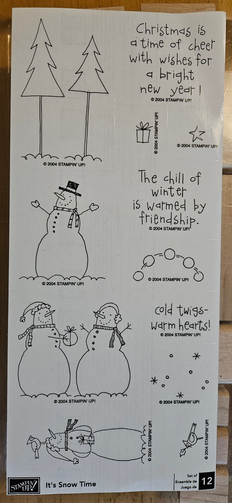 Stampin’ Up! It’s Snow Time Christmas Rubber Stamp Set with Wood Blocks