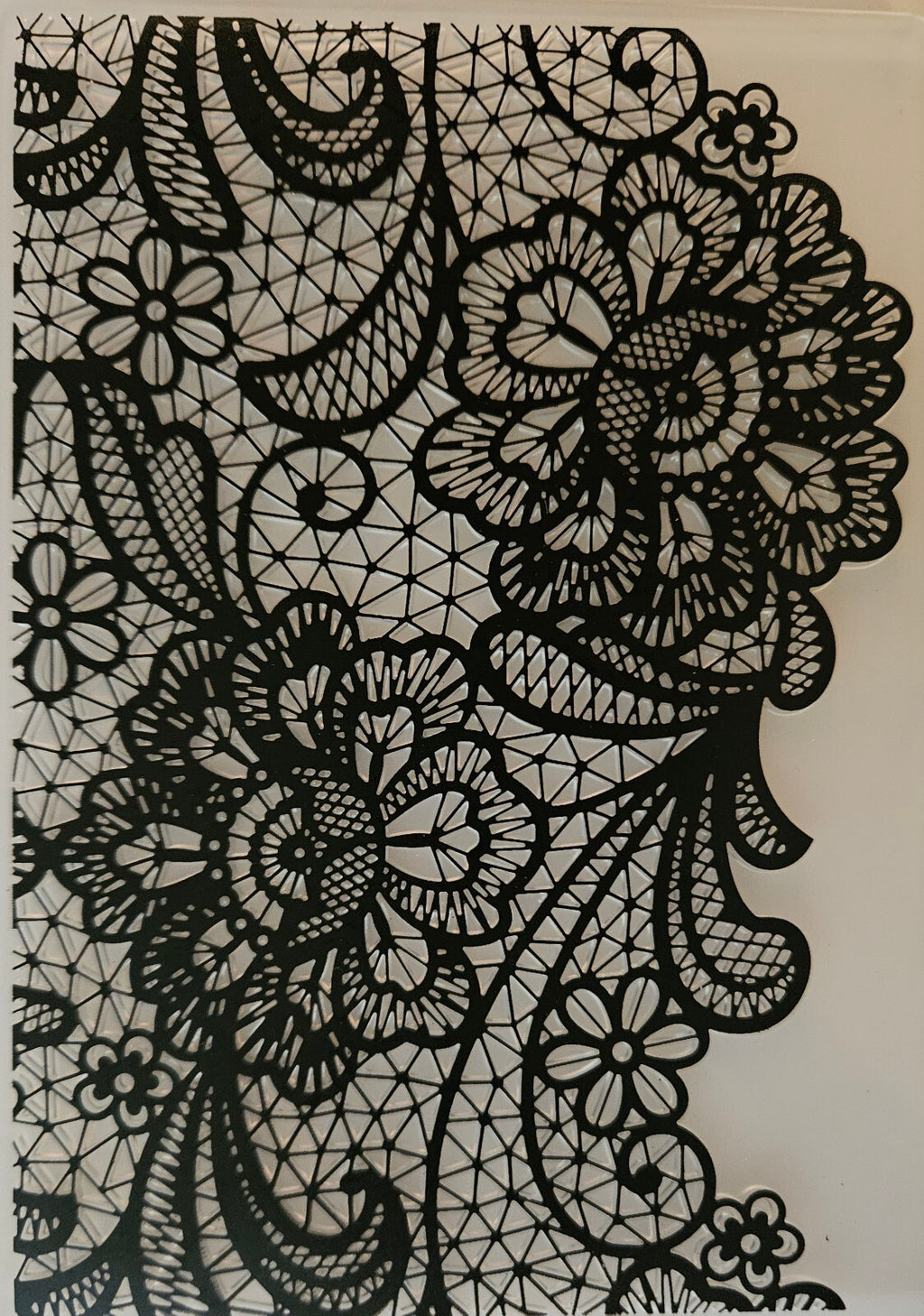 Black Floral Lace Pattern Embossing Folder Paper Crafting Journal Card Making