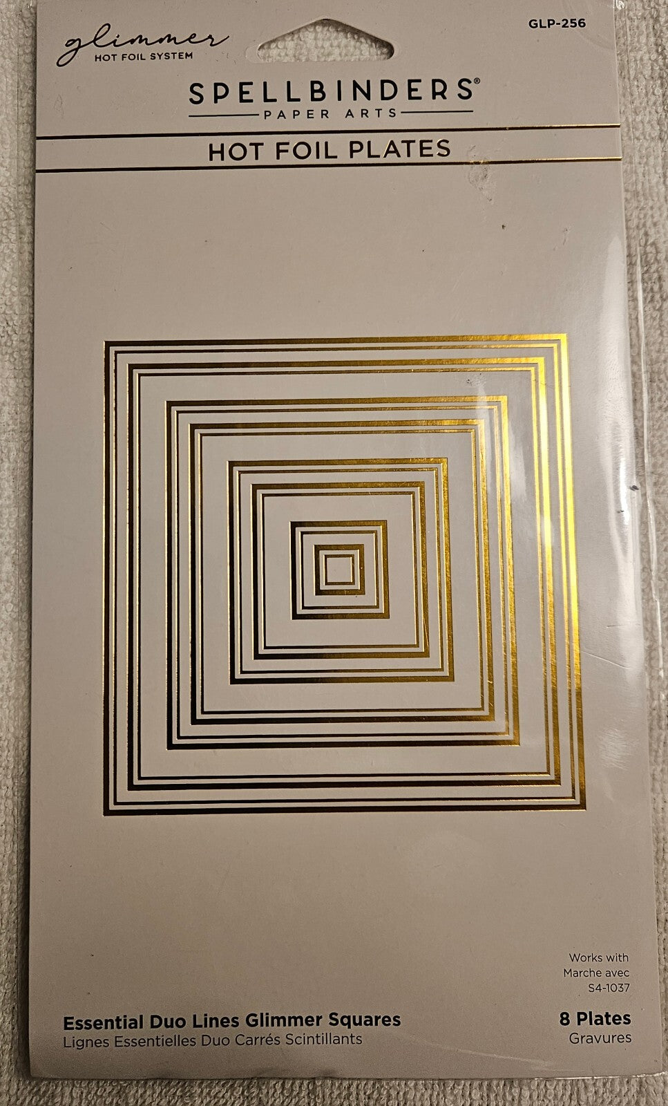Spellbinders Glimmer Hot Foil Plates Essential Duo Lines Glimmer Squares 8 Pack