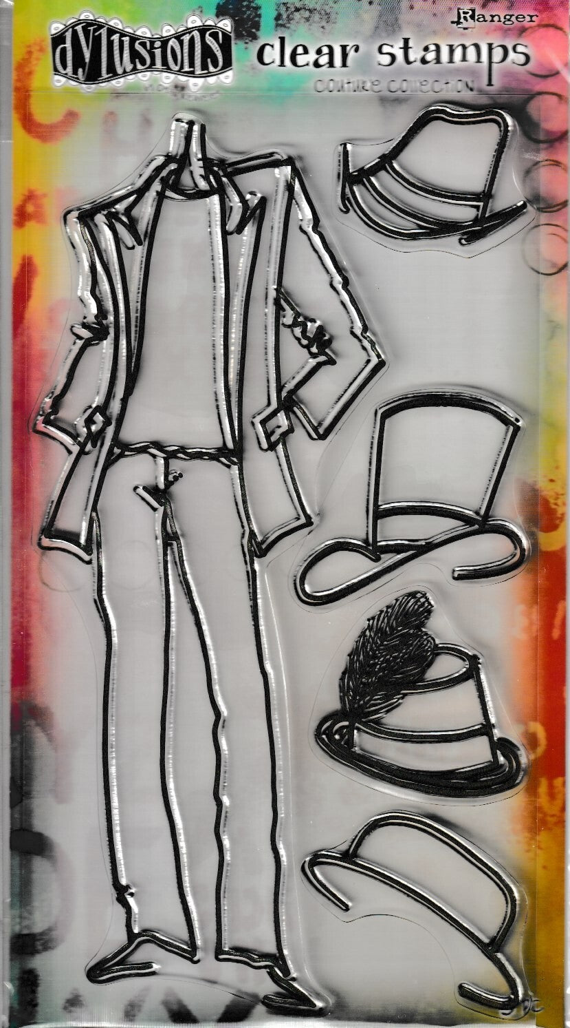 Man About Town - Dylusions Couture Clear Stamps 5‑Piece Fashion Set DYB78364