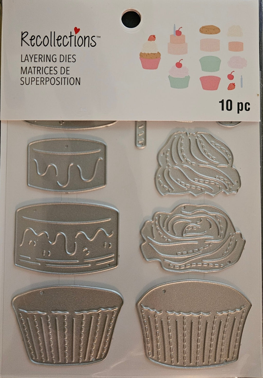 767491 Recollections Layering Dies 10-Piece Cake Cupcake Die Cutting Set Silver