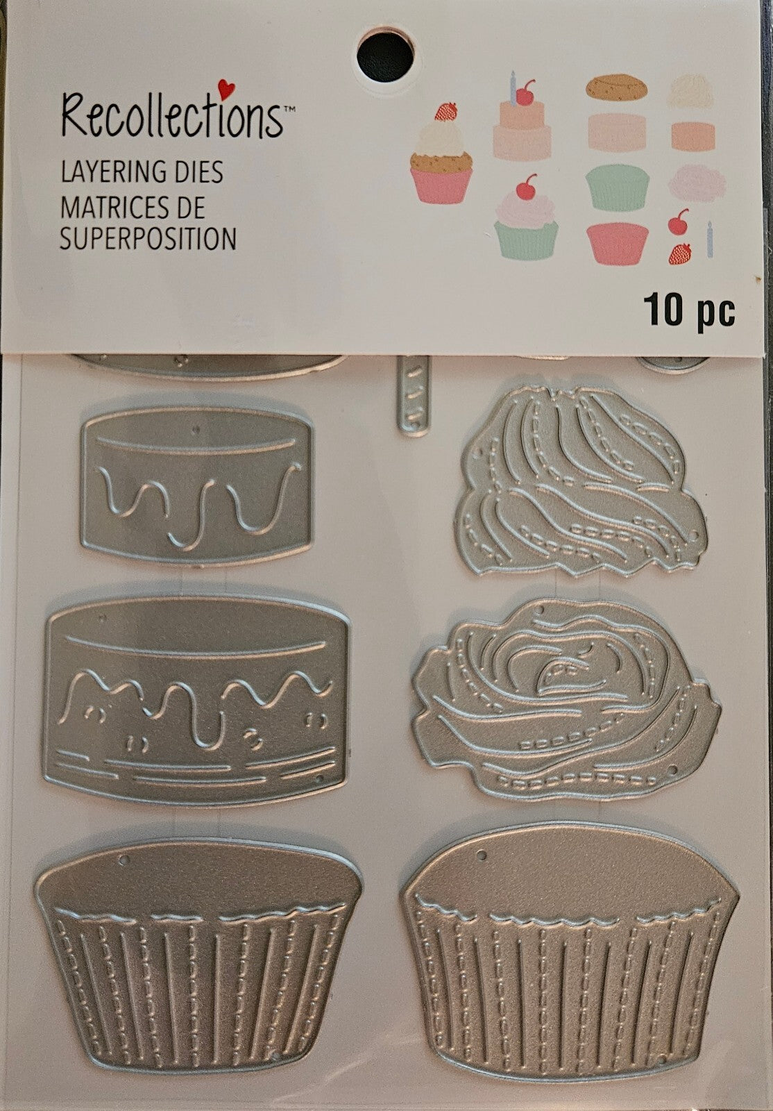 767491 Recollections Layering Dies 10-Piece Cake Cupcake Die Cutting Set Silver