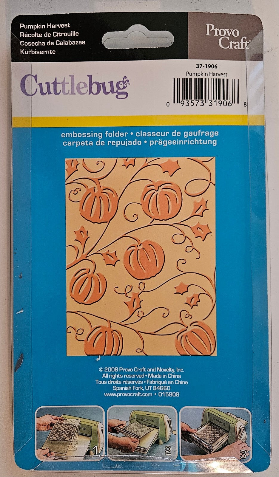 37-1906 Pumpkin Harvest Cuttlebug Embossing Folder Provo Craft