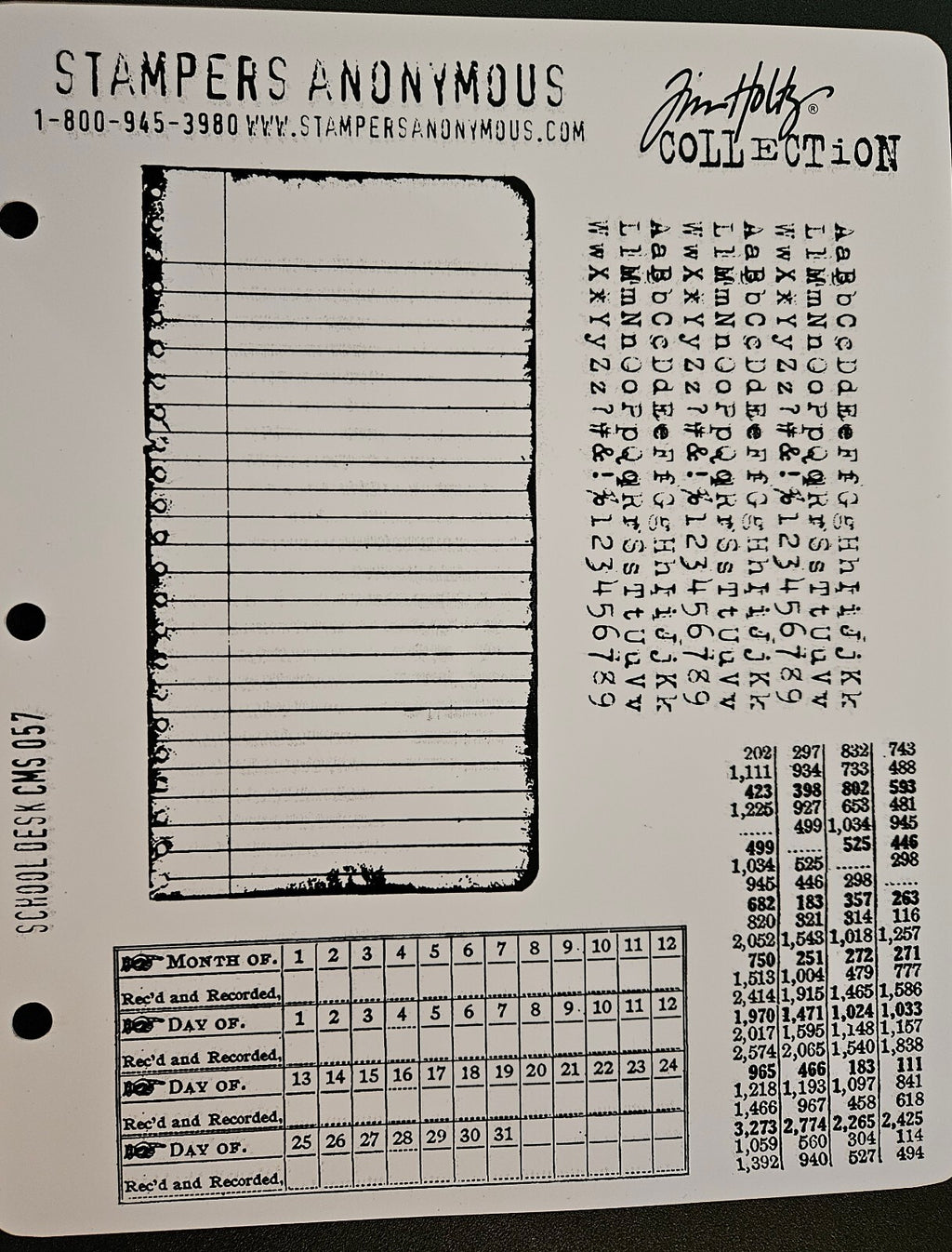 CMS057 School Desk Stampers Anonymous Tim Holtz Type Alphabet Rubber Stamp Set
