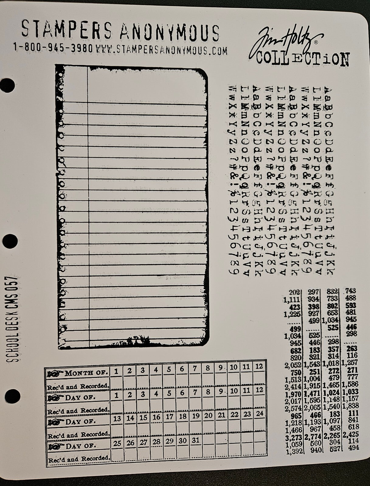 CMS057 School Desk Stampers Anonymous Tim Holtz Type Alphabet Rubber Stamp Set